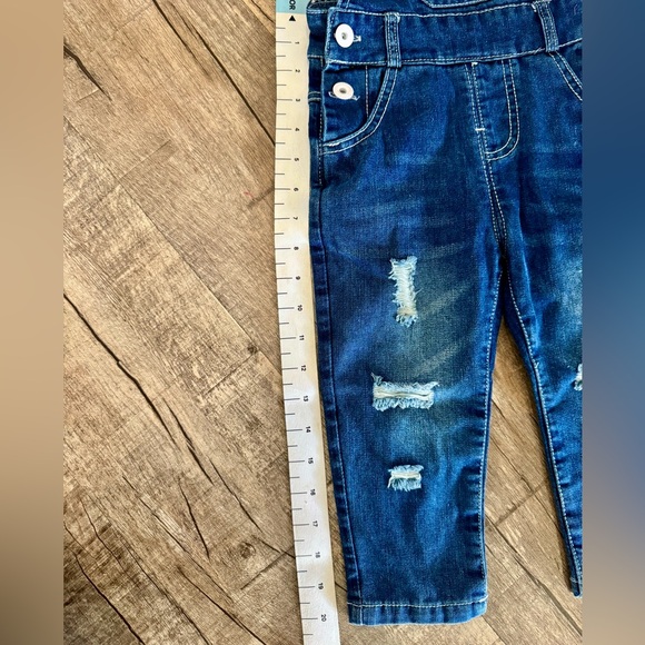 NWOT Kids Toddler Distressed Denim Overalls – Approx. Size 2T - Picture 6 of 8